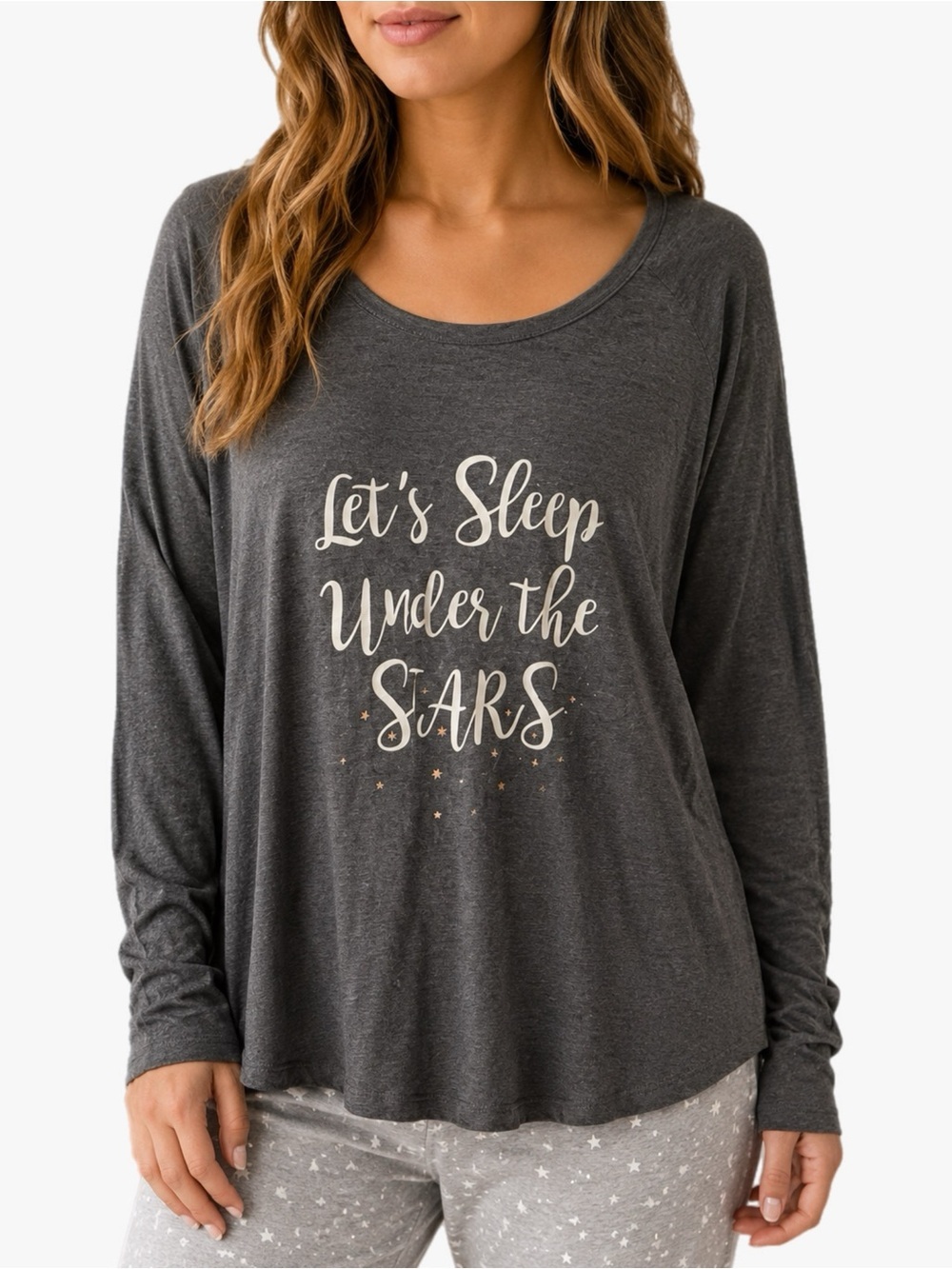Soma Let’s Sleep Under the Stars Pajama Sleep Shirt Gray Size Large